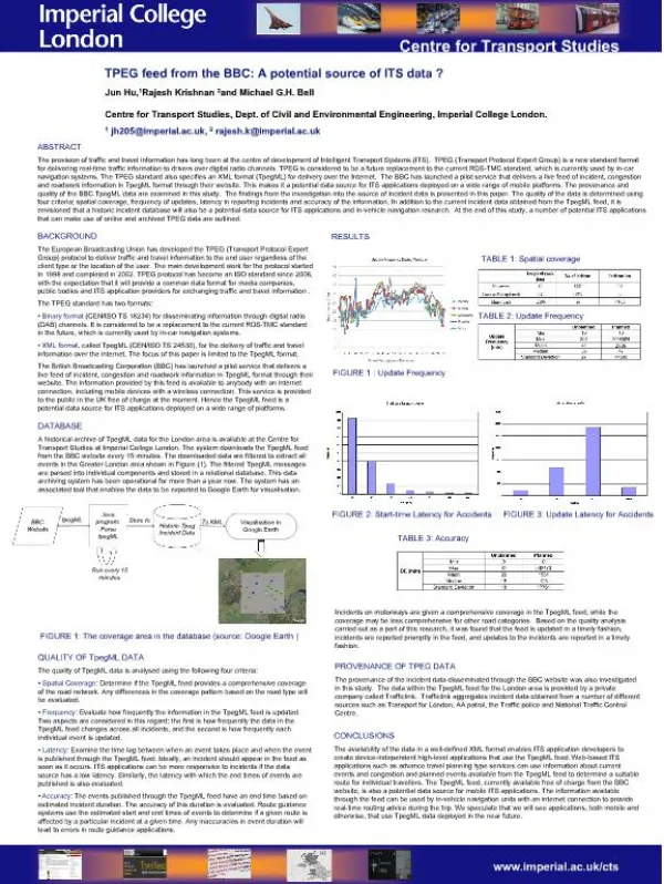 Jun Hu,1 Rajesh Krishnan2 and Michael G.H. Bell Centre for Transport Studies, Dept. of Civil and Environmental En