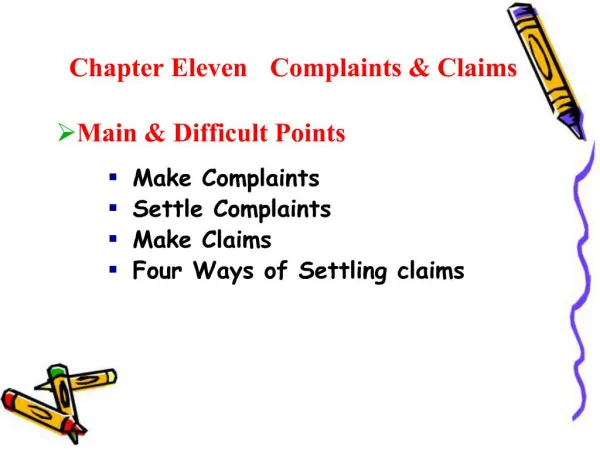 Chapter Eleven Complaints Claims