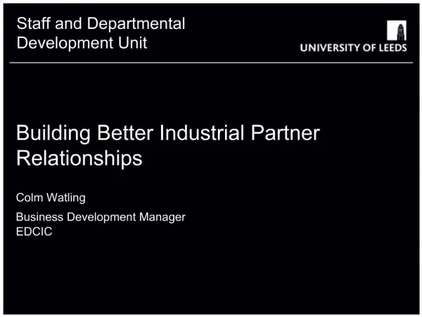 Building Better Industrial Partner Relationships
