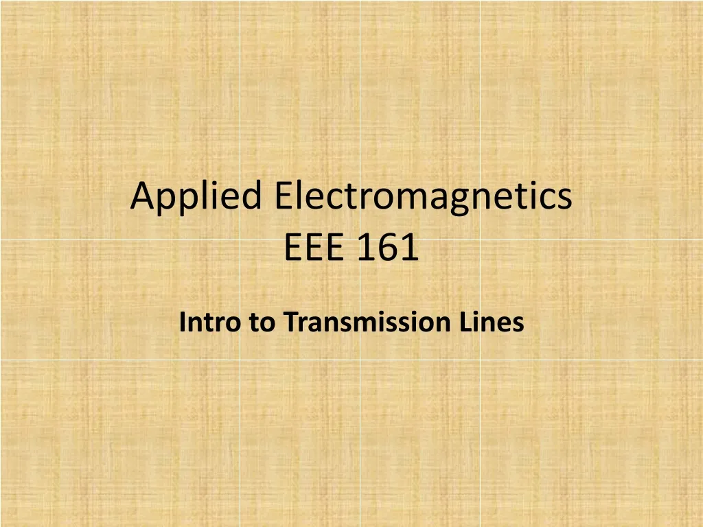 applied electromagnetics eee 161