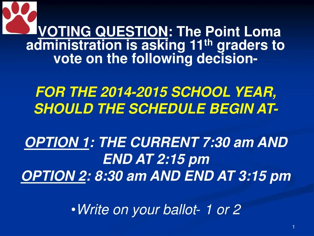 voting question the point loma administration