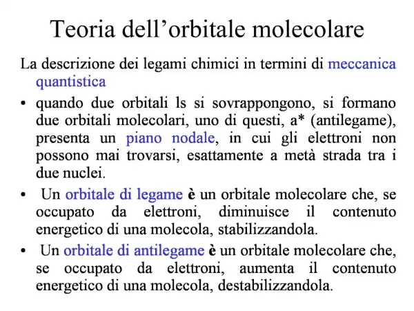 Teoria dell orbitale molecolare