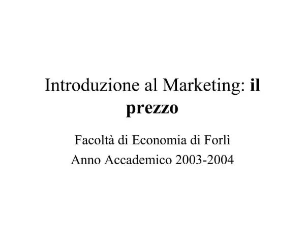 Introduzione al Marketing: il prezzo