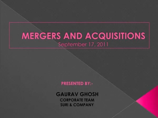 MERGERS AND ACQUISITIONS September 17, 2011