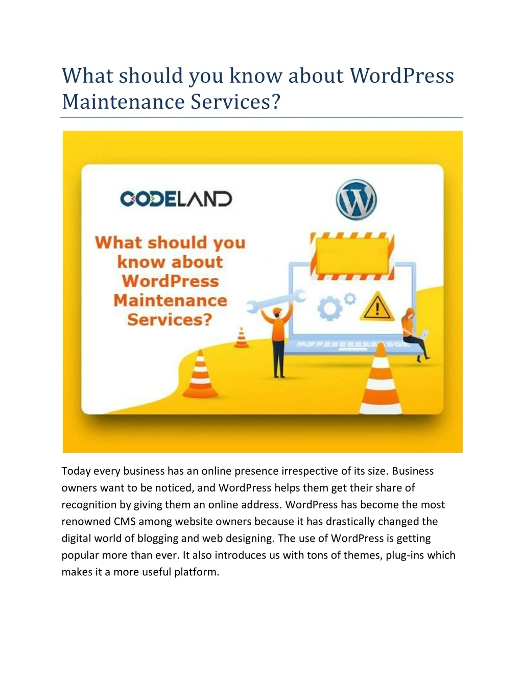 what should you know about wordpress maintenance