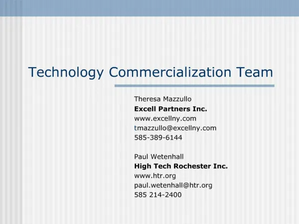 Technology Commercialization Team