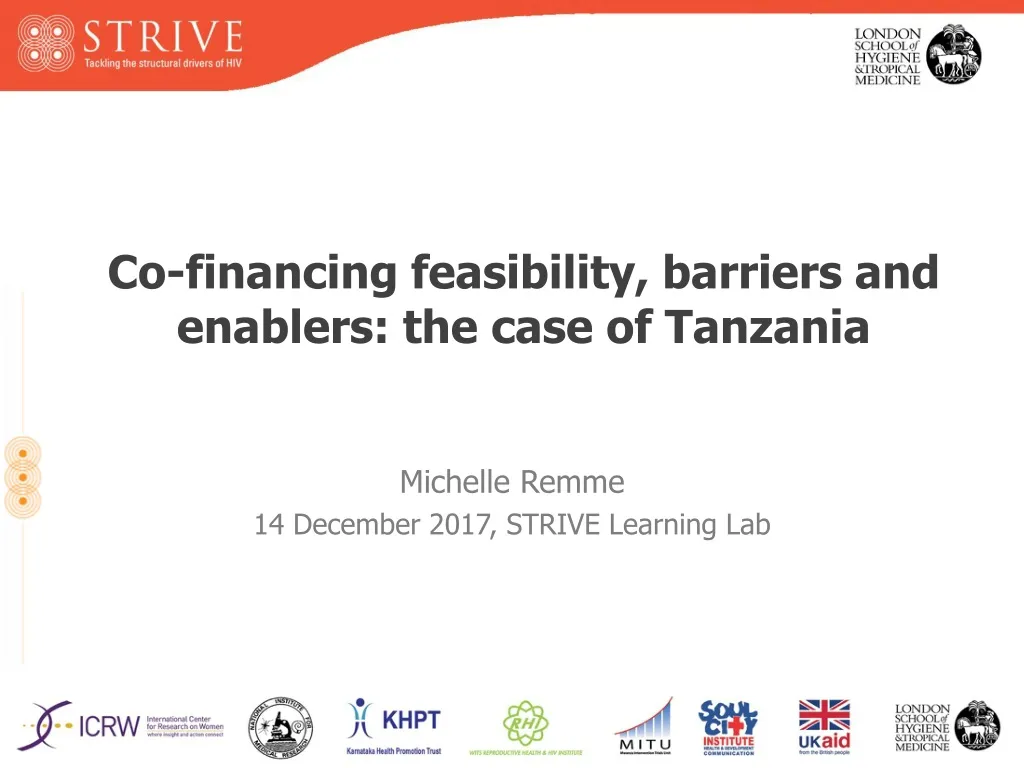 co financing feasibility barriers and enablers the case of tanzania