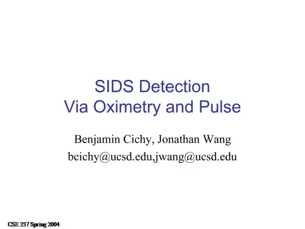SIDS Detection Via Oximetry and Pulse