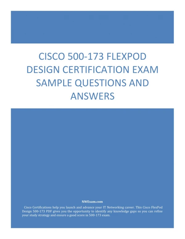 cisco 500 173 flexpod design certification exam