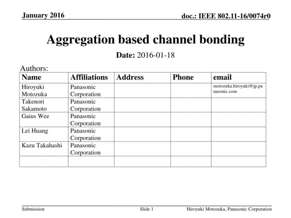 Aggregation based channel bonding