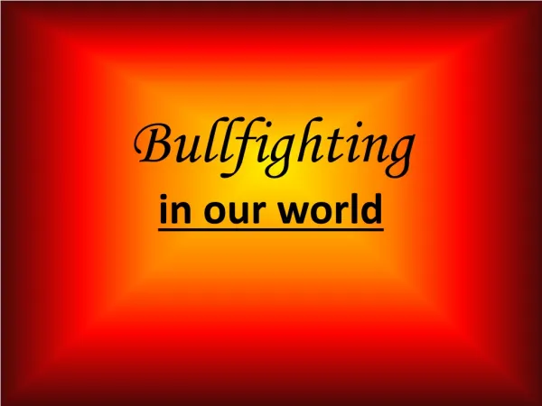 Bullfighting in our world