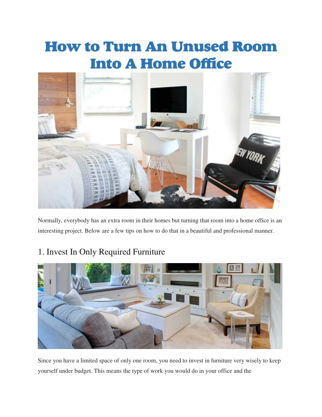 how to turn an unused room into a home office