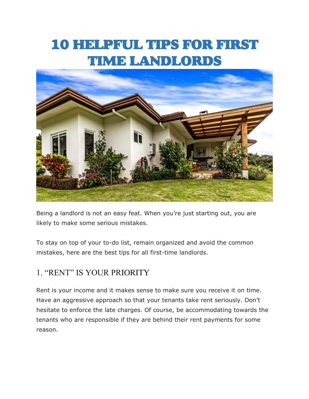10 helpful tips for first time landlords