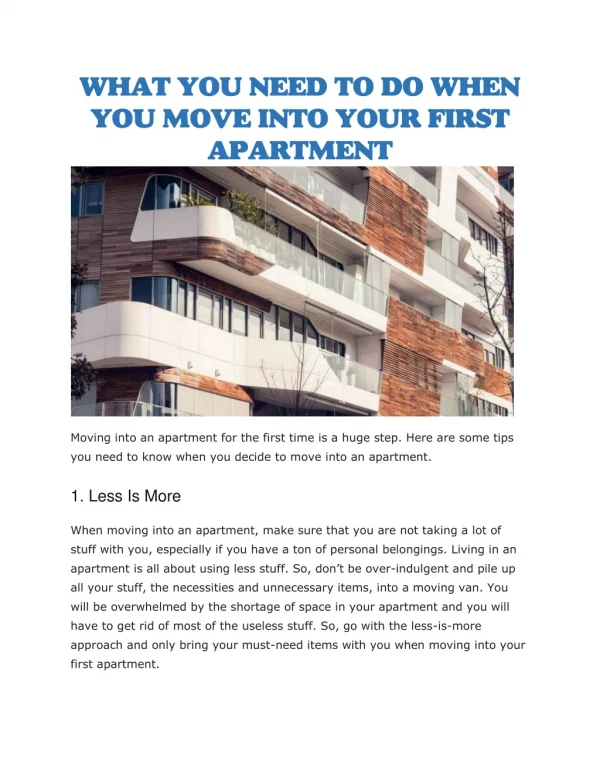 what you need to do when you move into your first