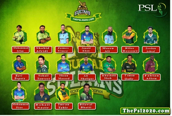 Multan sultan's squad for psl 2020