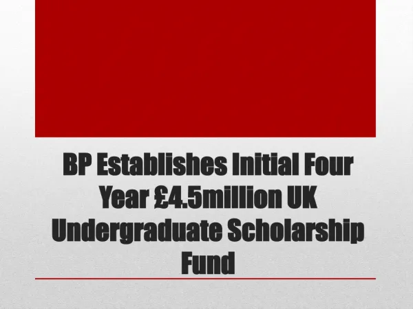 BP Holdings- BP Establishes Initial Four Year £4.5million UK