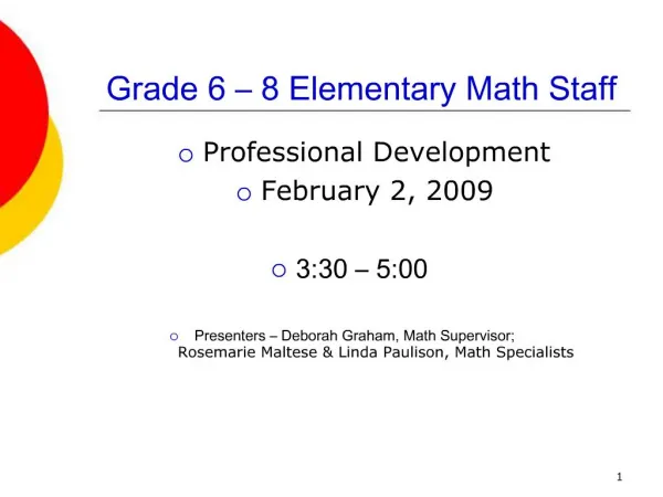 Grade 6 8 Elementary Math Staff