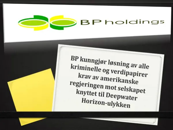 BP kunngjør løsning av alle kriminelle, bp holdings