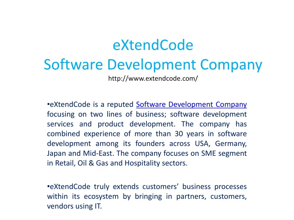 extendcode software development company http www extendcode com