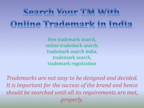 Search Your TM With Online Trademark in India
