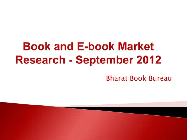 Book and E-book Market Research - September 2012