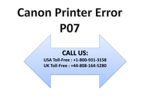 Canon Printer Error P07