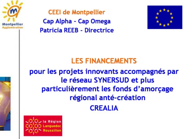 CEEI de Montpellier Cap Alpha Cap Omega Patricia REEB - Directrice