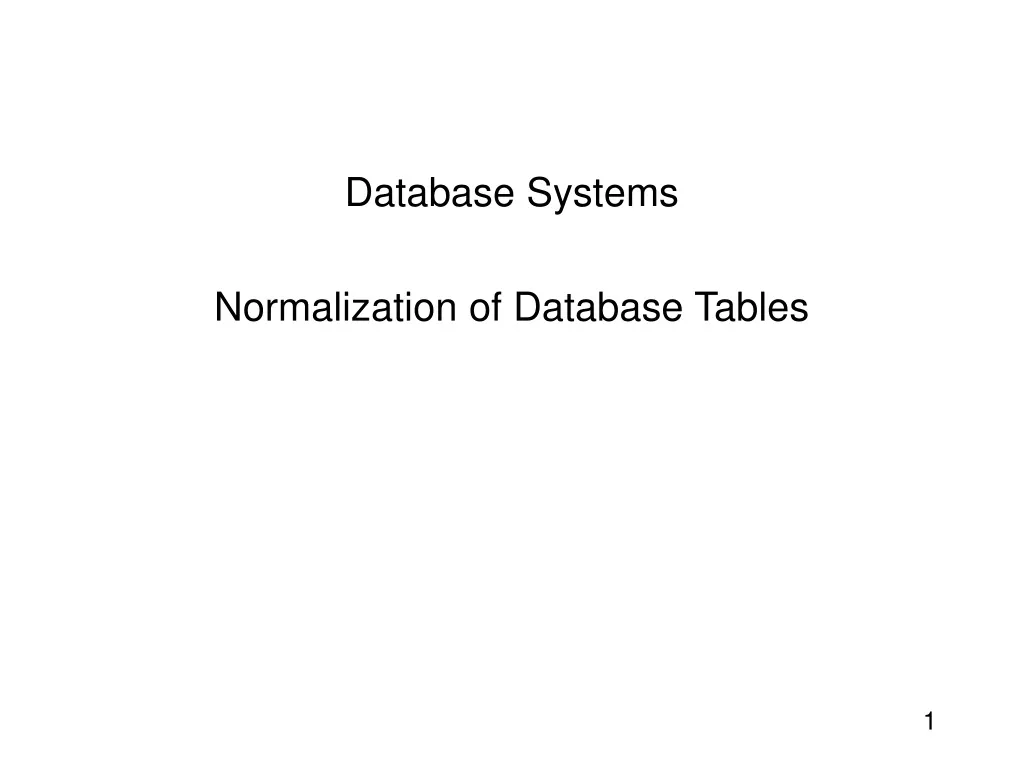 database systems normalization of database tables
