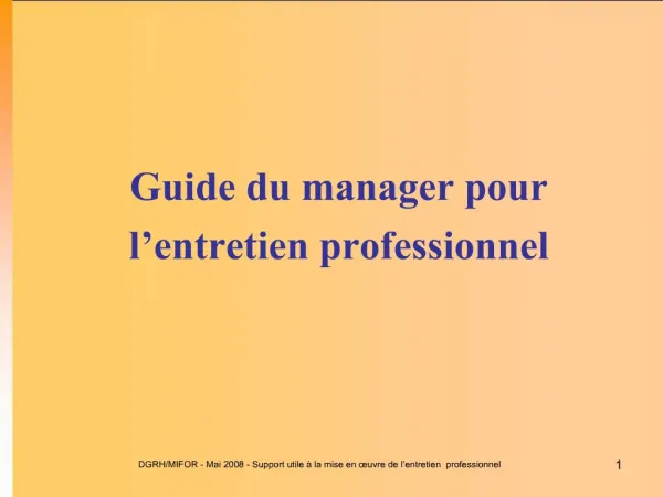 Guide du manager pour l entretien professionnel