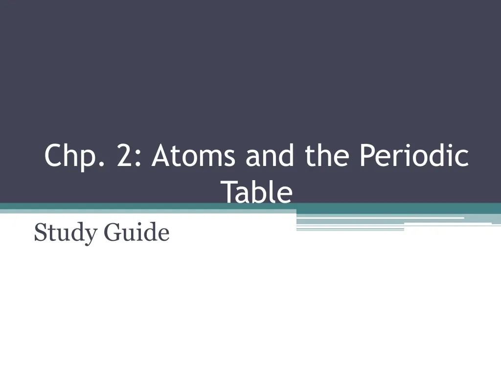 chp 2 atoms and the periodic table