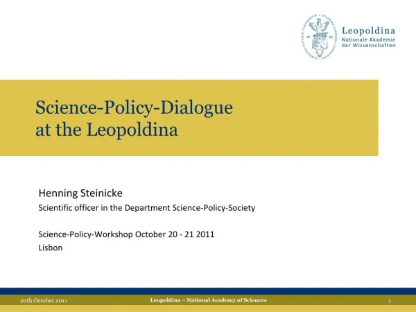 Science- Policy - Dialogue at the Leopoldina