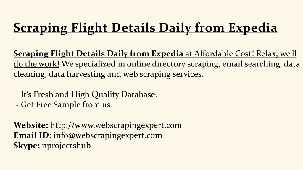 scraping flight details daily from expedia