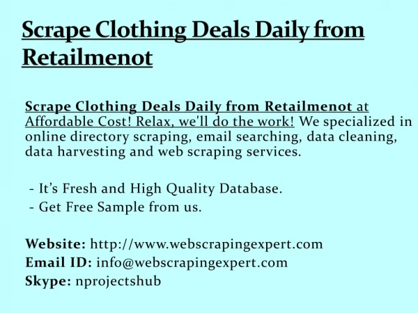 scrape clothing deals daily from retailmenot