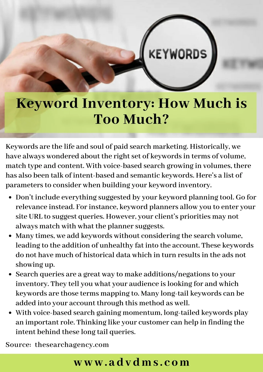 keyword inventory how much is too much
