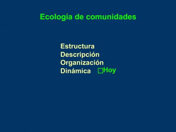 Ecolog a de comunidades