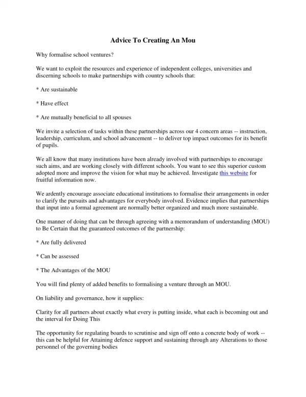 advice to creating an mou