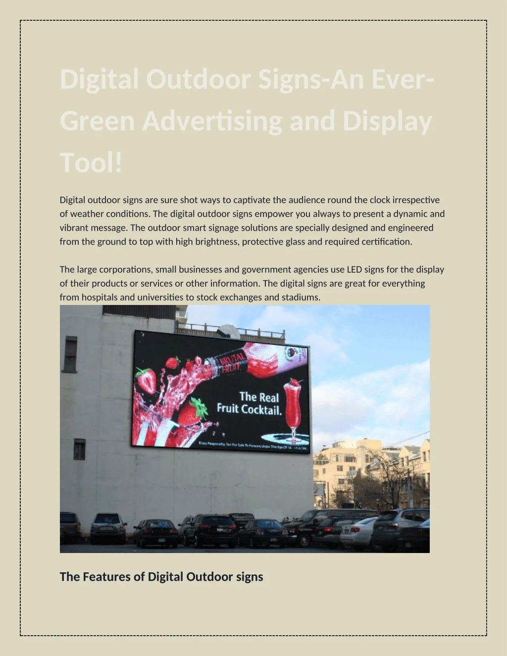 digital outdoor signs an ever green advertising