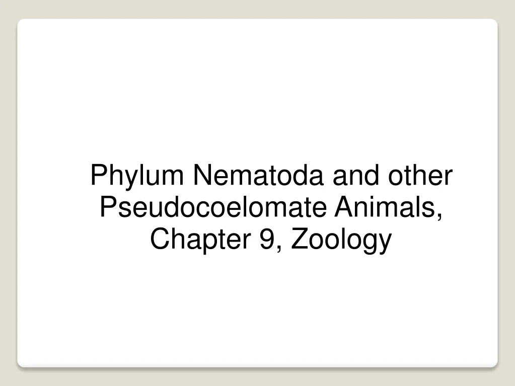 phylum nematoda and other pseudocoelomate animals