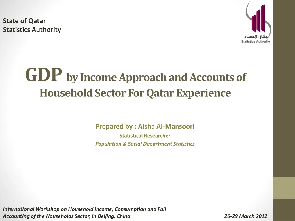 gdp by income approach and accounts of household sector for qatar experience