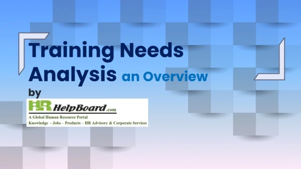 training needs analysis a n overview by