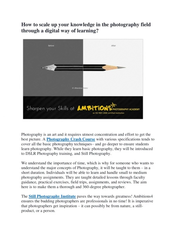 how to scale up your knowledge in the photography