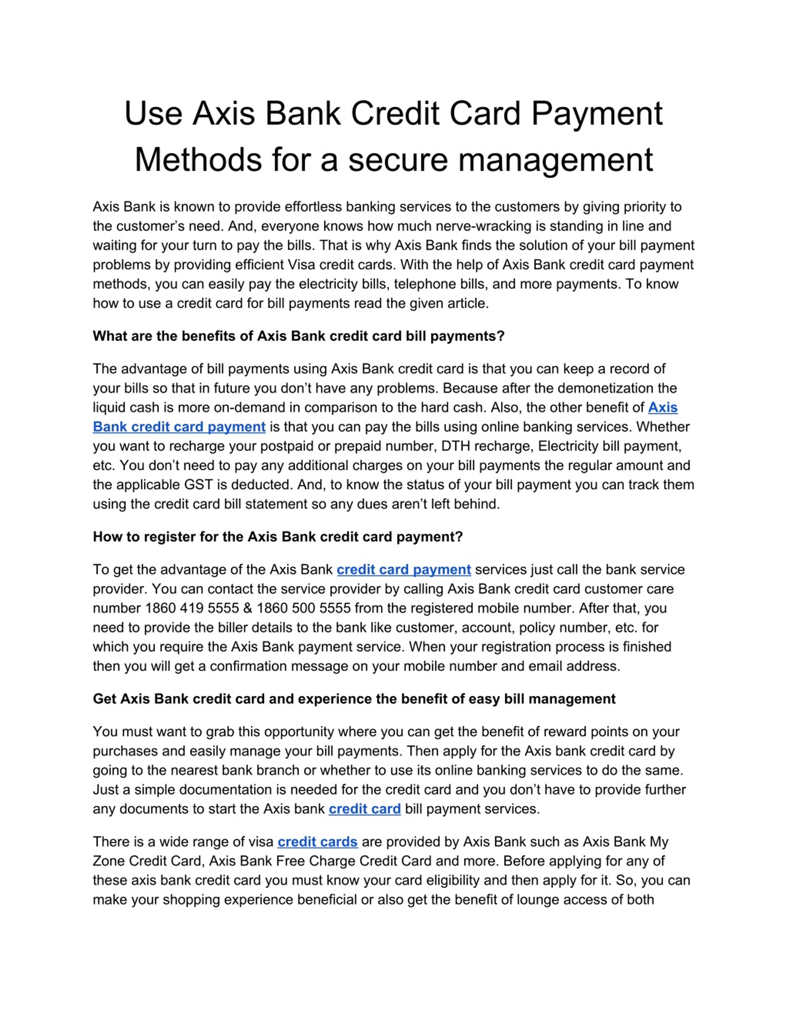PPT - Use Axis Bank Credit Card Payment Methods for a secure management ...