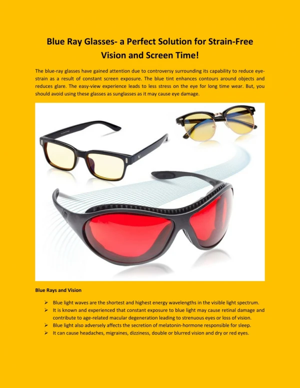 blue ray glasses a perfect solution for strain