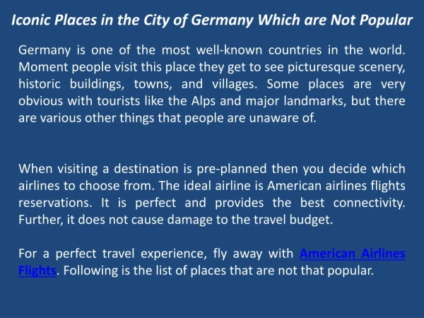Iconic Places in the City of Germany Which are Not Popular