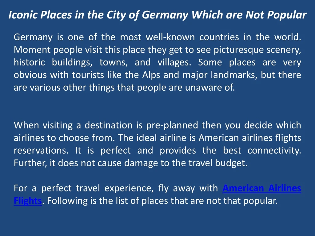 iconic places in the city of germany which are not popular