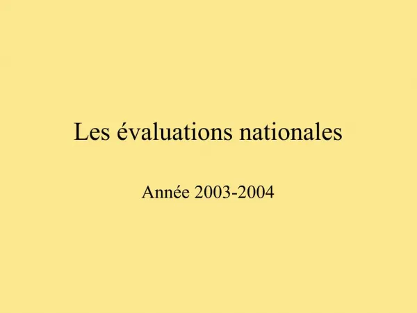 Les valuations nationales