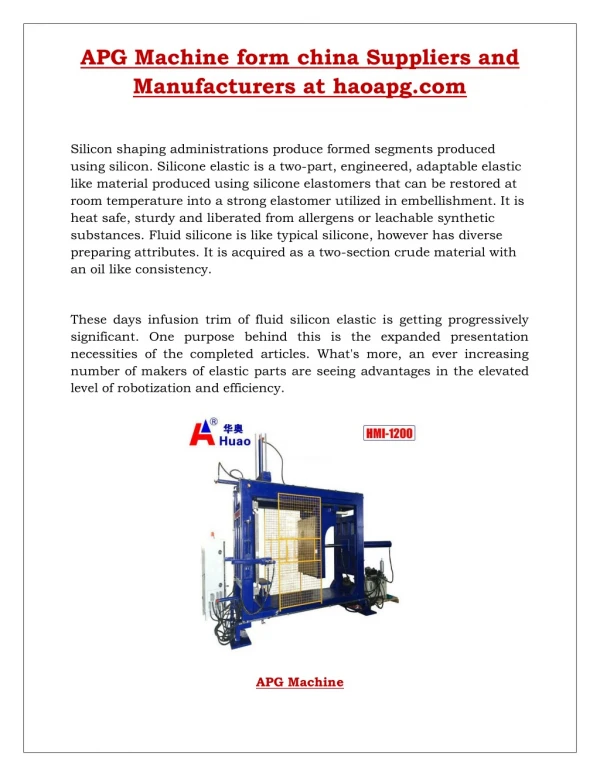 APG Machine form china Suppliers and Manufacturers at haoapg.com