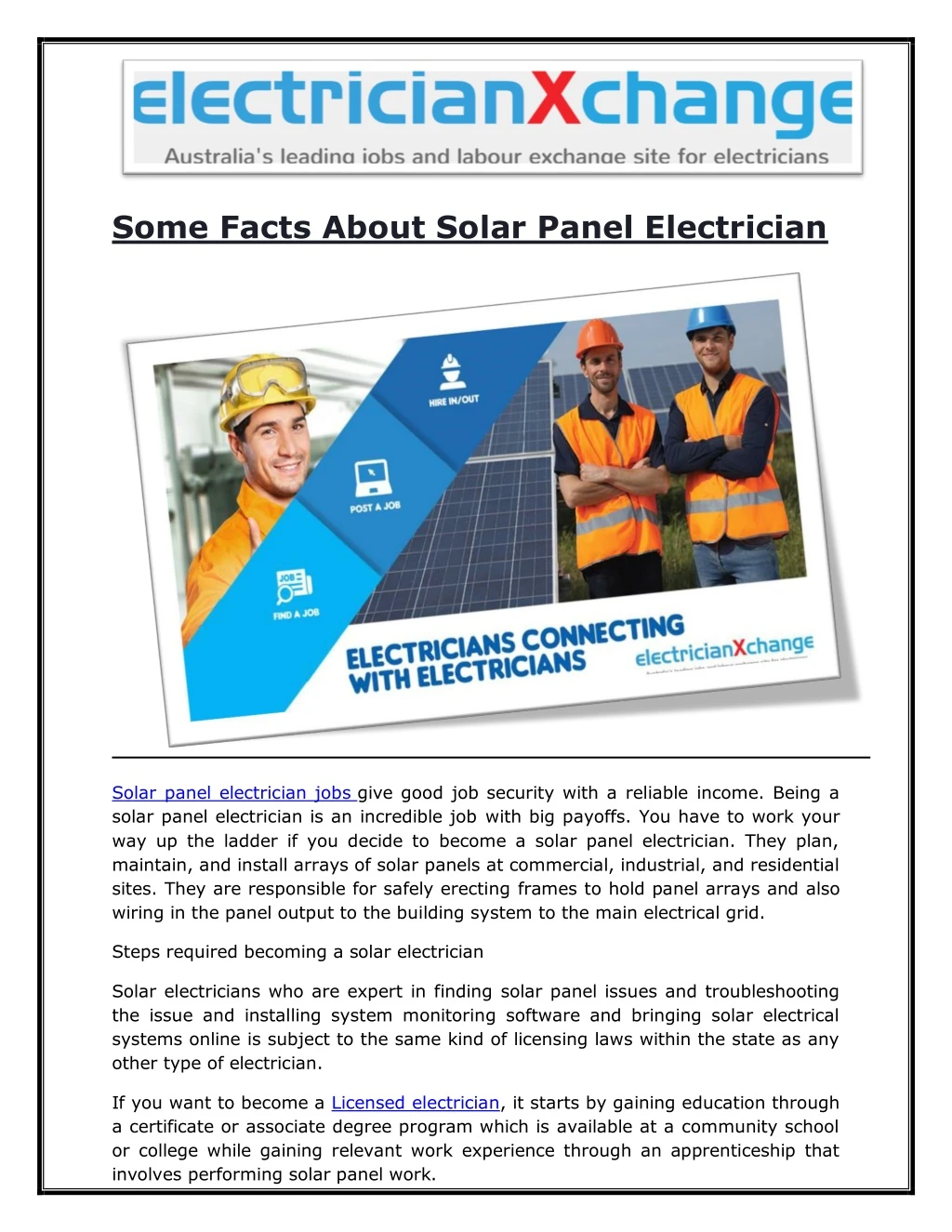 some facts about solar panel electrician