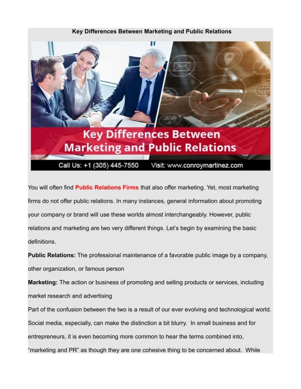 Key Differences Between Marketing and Public Relations