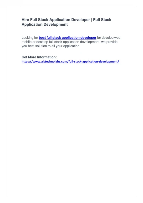 hire full stack application developer full stack
